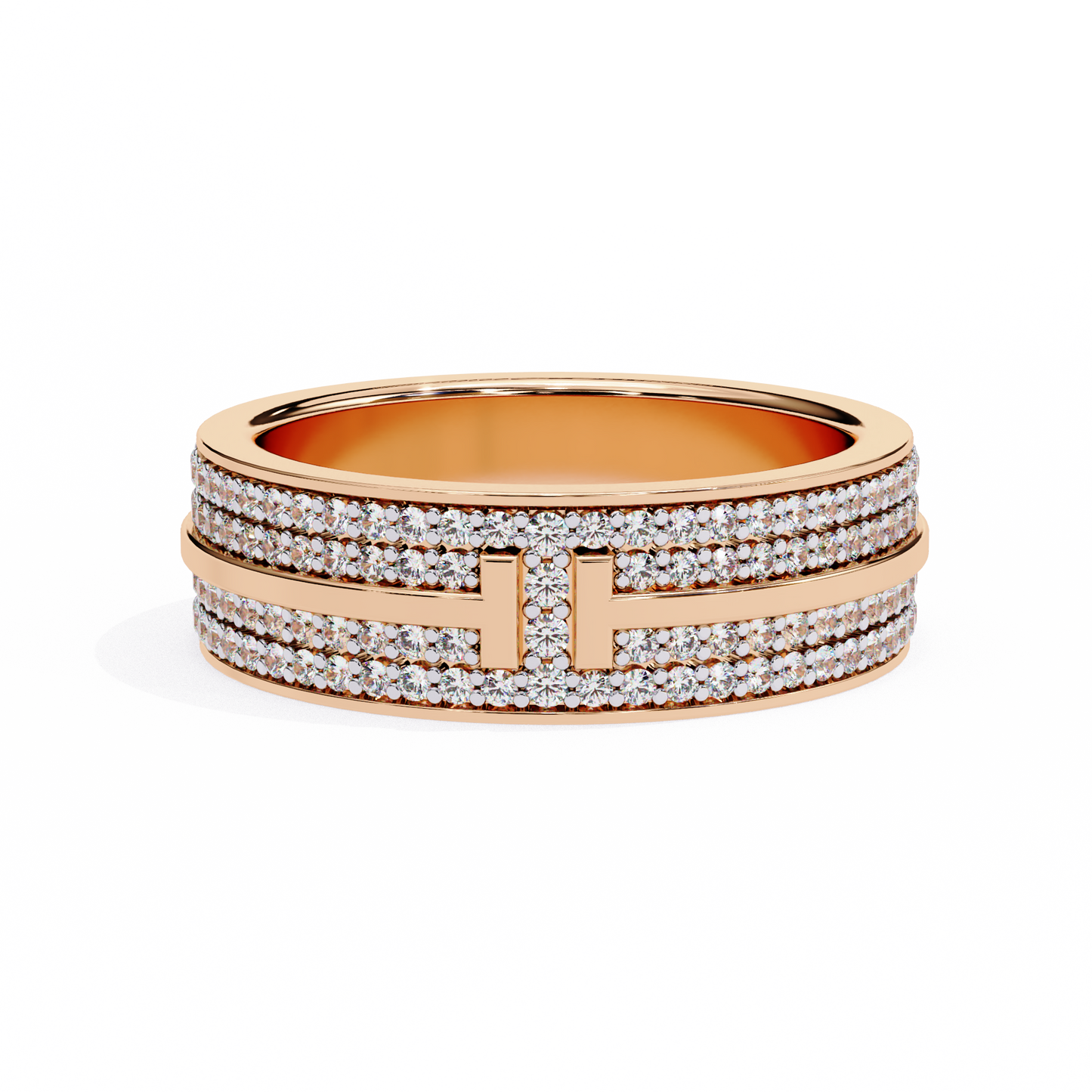 Round Cut Lab Grown Diamond Unique Half Eternity Beautiful Unisex Wedding Band