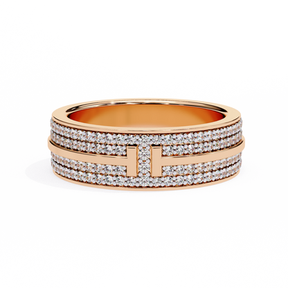 Round Cut Lab Grown Diamond Unique Half Eternity Beautiful Unisex Wedding Band
