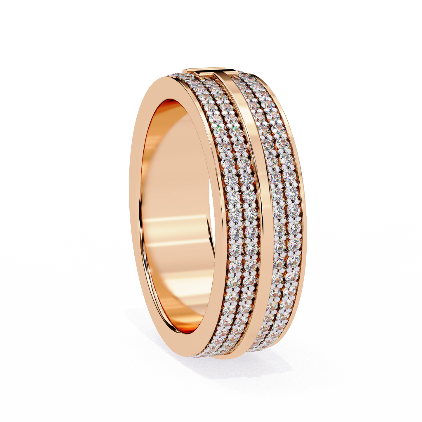 Round Cut Lab Grown Diamond Unique Half Eternity Beautiful Unisex Wedding Band