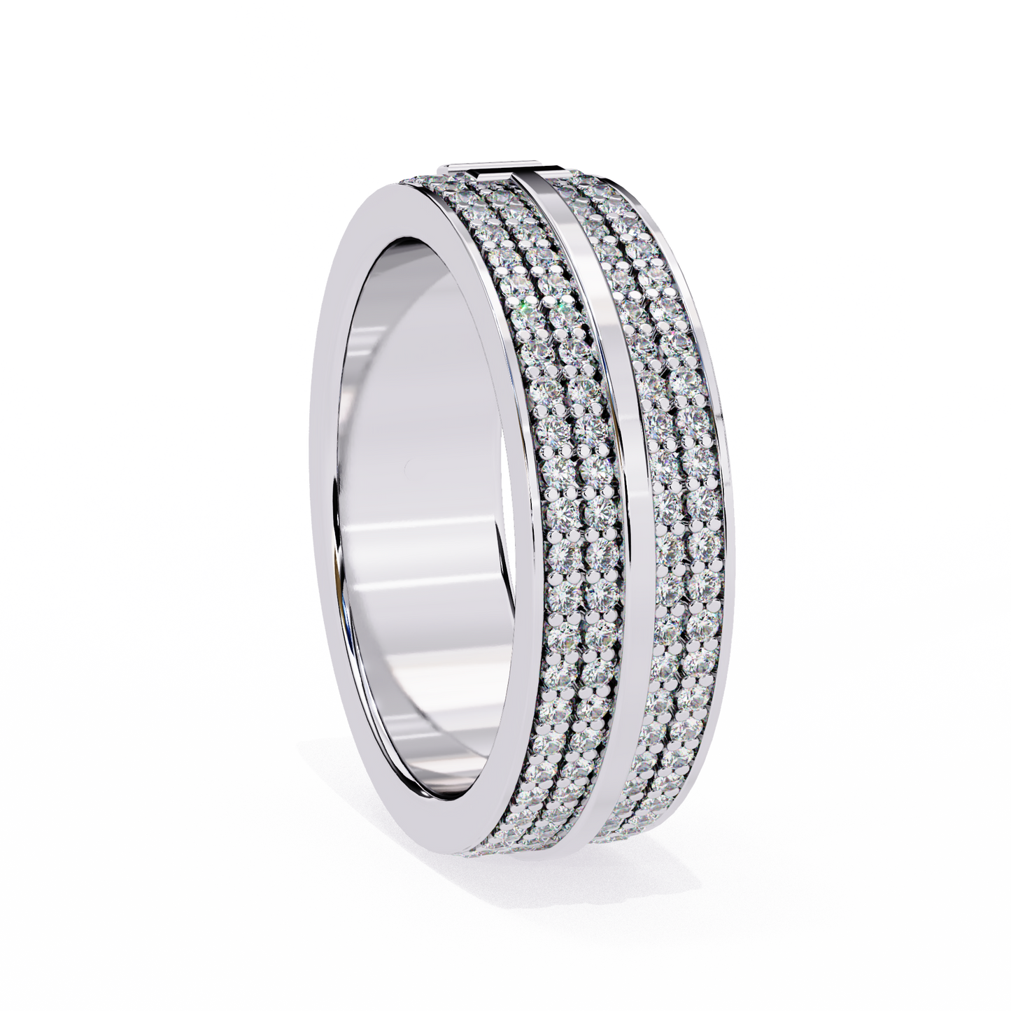 Round Cut Lab Grown Diamond Unique Half Eternity Beautiful Unisex Wedding Band