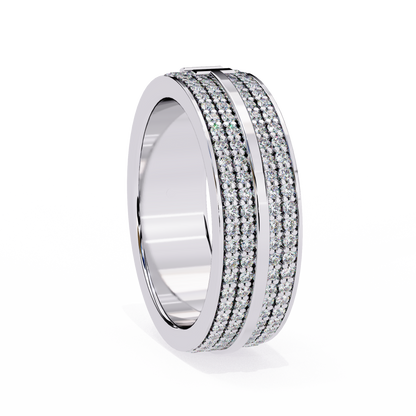 Round Cut Lab Grown Diamond Unique Half Eternity Beautiful Unisex Wedding Band