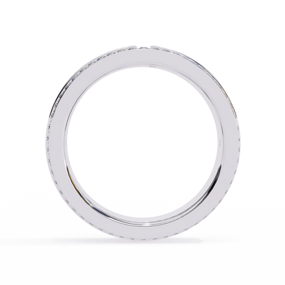 Round Cut Lab Grown Diamond Unique Half Eternity Beautiful Unisex Wedding Band