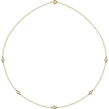 14K Yellow 1/5 CTW Lab-Grown Diamond 3-Station 18" Necklace