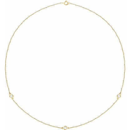 14K Yellow 1/5 CTW Lab-Grown Diamond 3-Station 18" Necklace