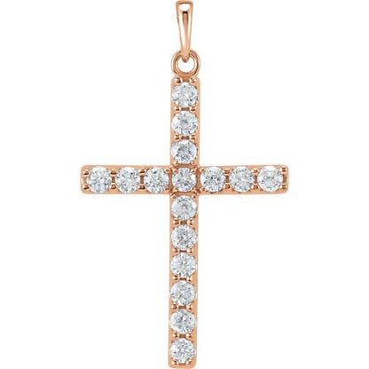 14K Yellow 1/8 CTW Lab-Grown Diamond Cross Pendant