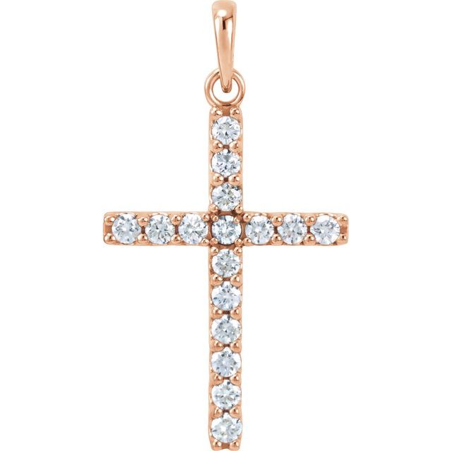 14K Yellow 1/8 CTW Lab-Grown Diamond Cross Pendant