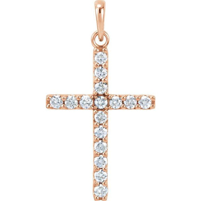 14K Yellow 1/8 CTW Lab-Grown Diamond Cross Pendant