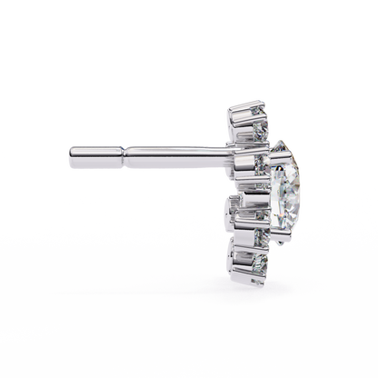 1.22Ct Round Cut Lab Grown Diamond Flower Shape Elegant Sparkling Vintage Engagement Stud Earring Gift For  Women's