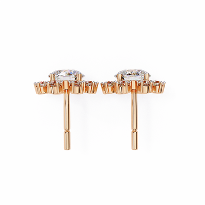 1.22Ct Round Cut Lab Grown Diamond Flower Shape Elegant Sparkling Vintage Engagement Stud Earring Gift For  Women's