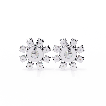 1.22Ct Round Cut Lab Grown Diamond Flower Shape Elegant Sparkling Vintage Engagement Stud Earring Gift For  Women's