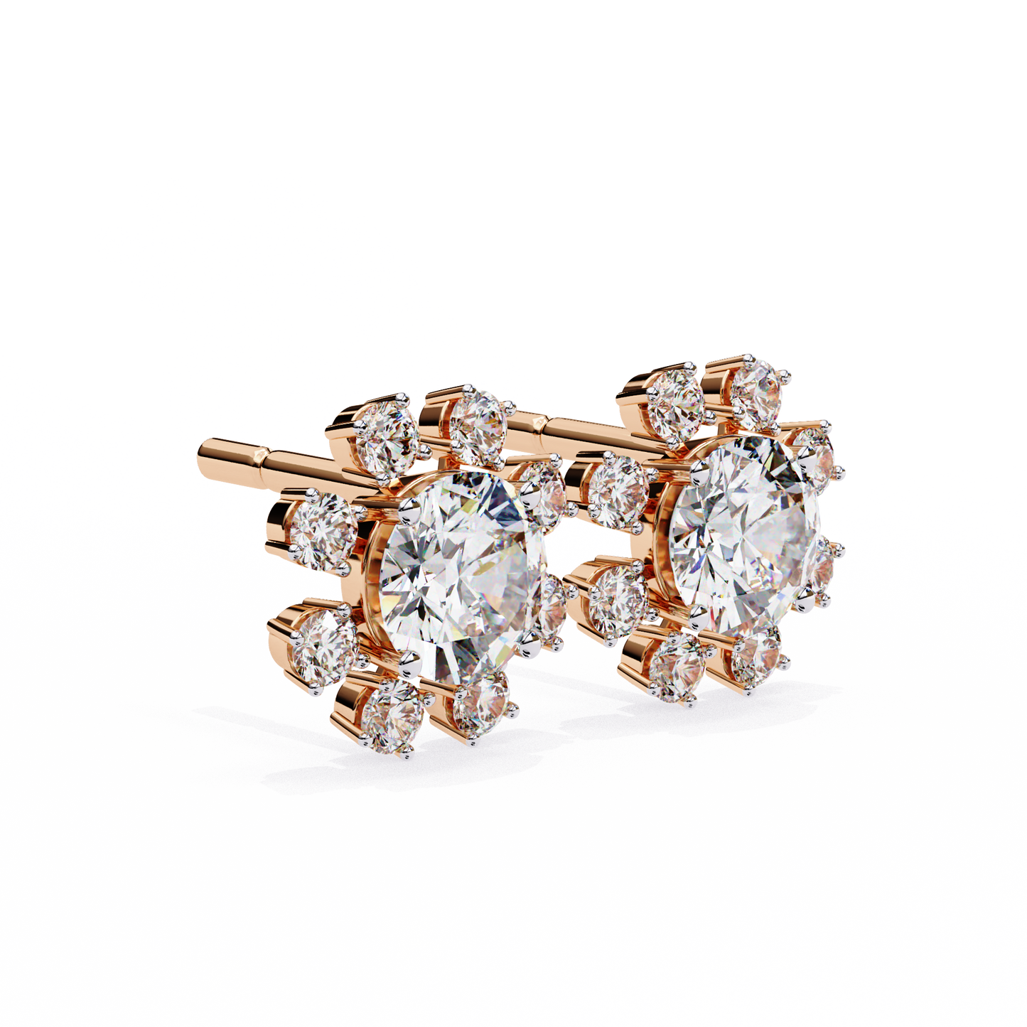 1.22Ct Round Cut Lab Grown Diamond Flower Shape Elegant Sparkling Vintage Engagement Stud Earring Gift For Women's