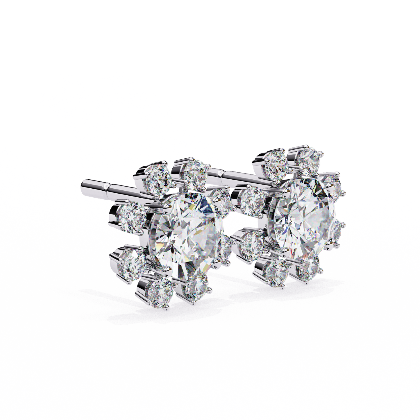 1.22Ct Round Cut Lab Grown Diamond Flower Shape Elegant Sparkling Vintage Engagement Stud Earring Gift For Women's