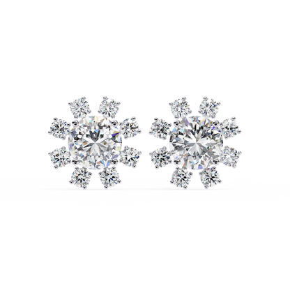 1.22Ct Round Cut Lab Grown Diamond Flower Shape Elegant Sparkling Vintage Engagement Stud Earring Gift For  Women's