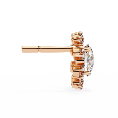 1.22Ct Round Cut Lab Grown Diamond Flower Shape Elegant Sparkling Vintage Engagement Stud Earring Gift For  Women's