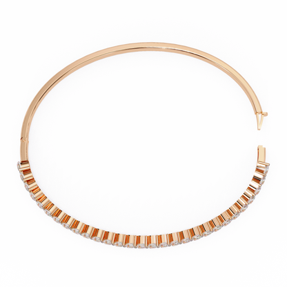 4.06Ct Pear Cut Top Grade Natural Diamond Antique Handcrafted Minimalist Vintage Cluster Bangle Bracelet  for Women's