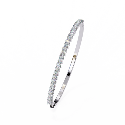 4.06Ct Pear Cut Top Grade Natural Diamond Antique Handcrafted Minimalist Vintage Cluster Bangle Bracelet  for Women's