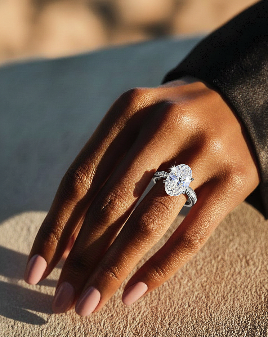 Oval Cut Lab Diamond Engagement Ring