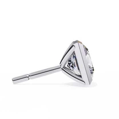 1.77Ct Princess Cut White Colorless Diamond Solitaire Dainty Bezel Set Perfect Sparkling Stud Earring Gift For Her