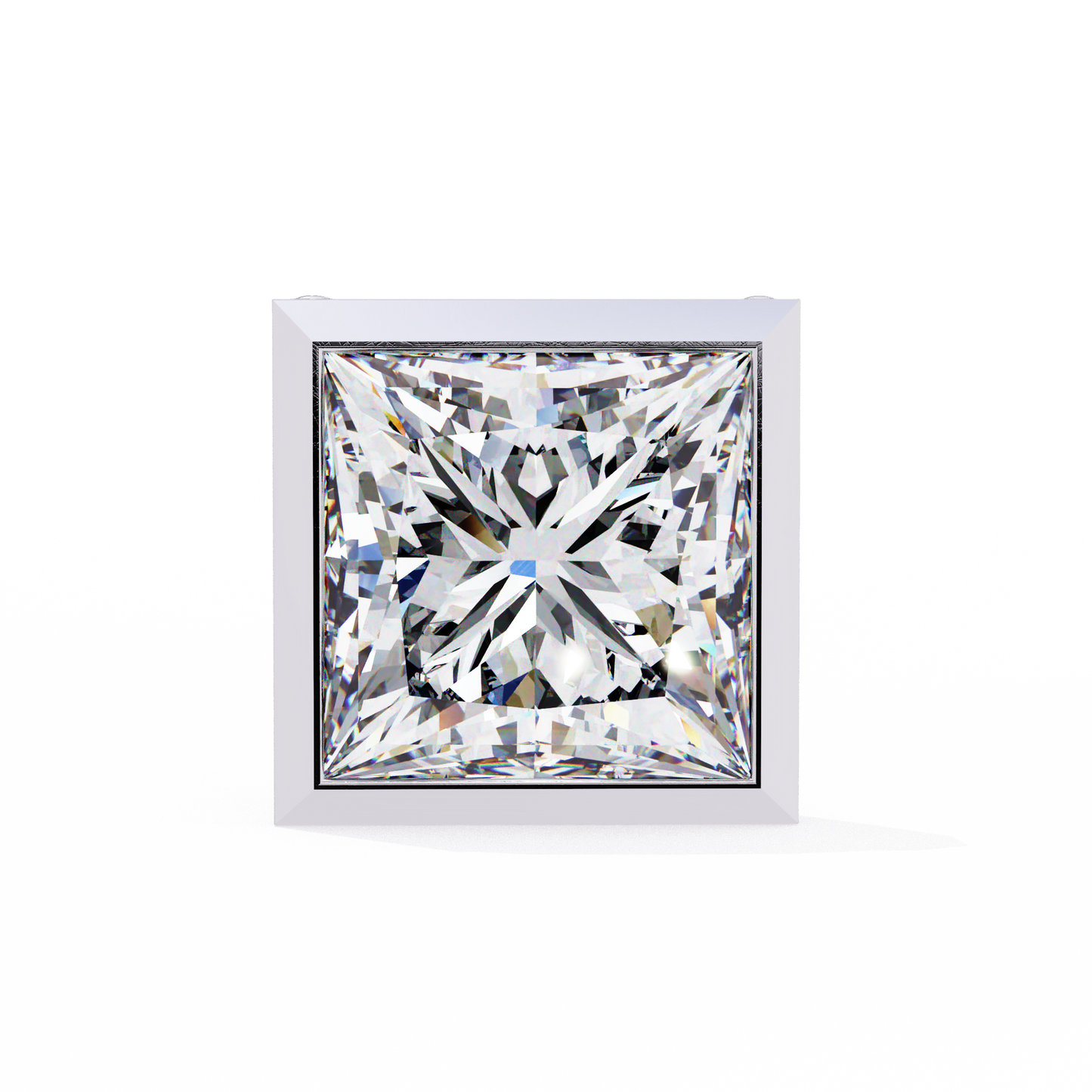 1.77Ct Princess Cut White Colorless Diamond Solitaire Dainty Bezel Set Perfect Sparkling Stud Earring Gift For Her
