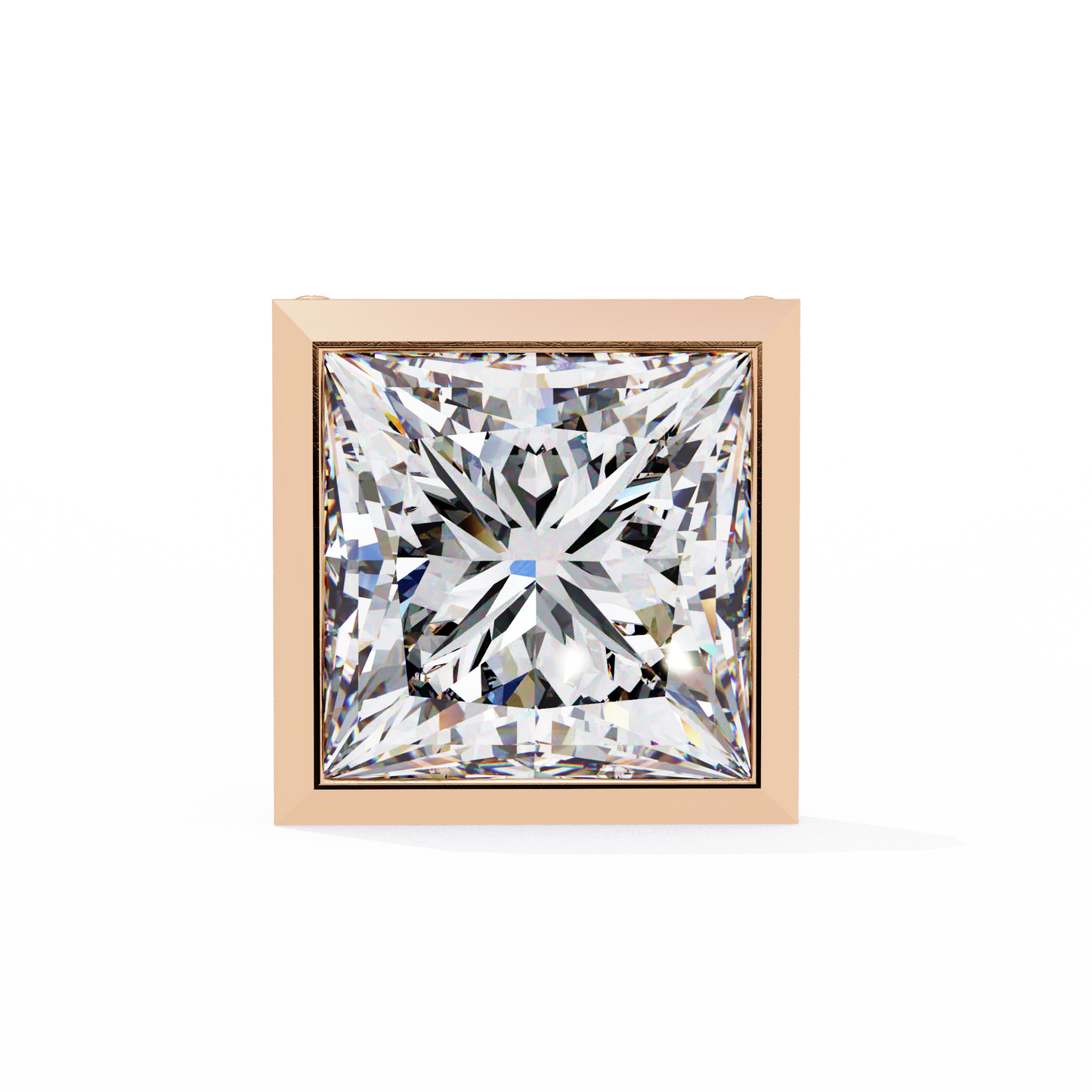 1.77Ct Princess Cut White Colorless Diamond Solitaire Dainty Bezel Set Perfect Sparkling Stud Earring Gift For Her