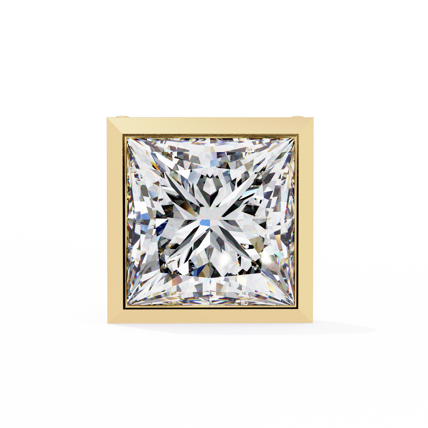 1.77Ct Princess Cut White Colorless Diamond Solitaire Dainty Bezel Set Perfect Sparkling Stud Earring Gift For Her