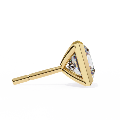 1.77Ct Princess Cut White Colorless Diamond Solitaire Dainty Bezel Set Perfect Sparkling Stud Earring Gift For Her