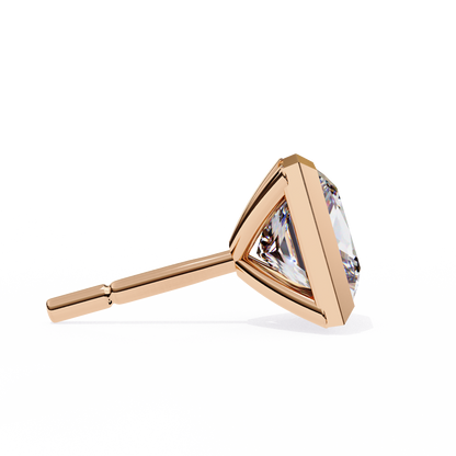 1.77Ct Princess Cut White Colorless Diamond Solitaire Dainty Bezel Set Perfect Sparkling Stud Earring Gift For Her