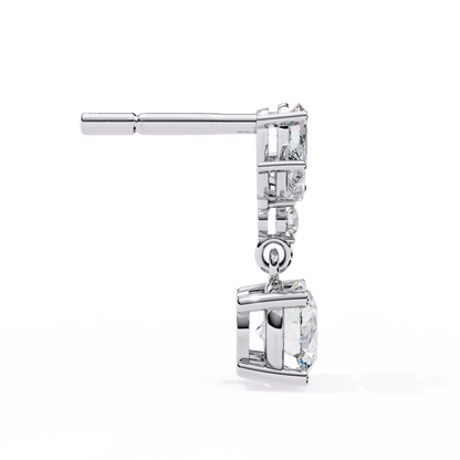 1.17Ct Round, Marquise And Pear Cut Diamond Delicate Stunning Dainty Statement Drop Bridesmaid Earring Gift For Women's