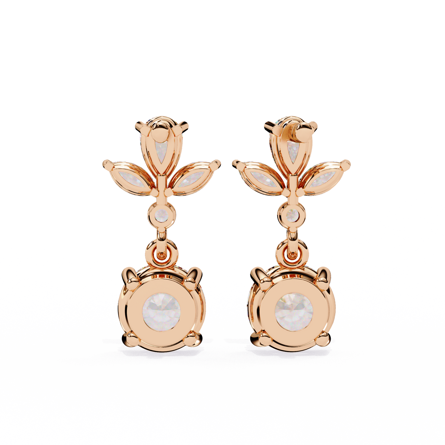1.17Ct Round, Marquise And Pear Cut Diamond Delicate Stunning Dainty Statement Drop Bridesmaid Earring Gift For Women's
