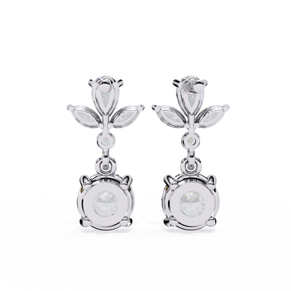 1.17Ct Round, Marquise And Pear Cut Diamond Delicate Stunning Dainty Statement Drop Bridesmaid Earring Gift For Women's