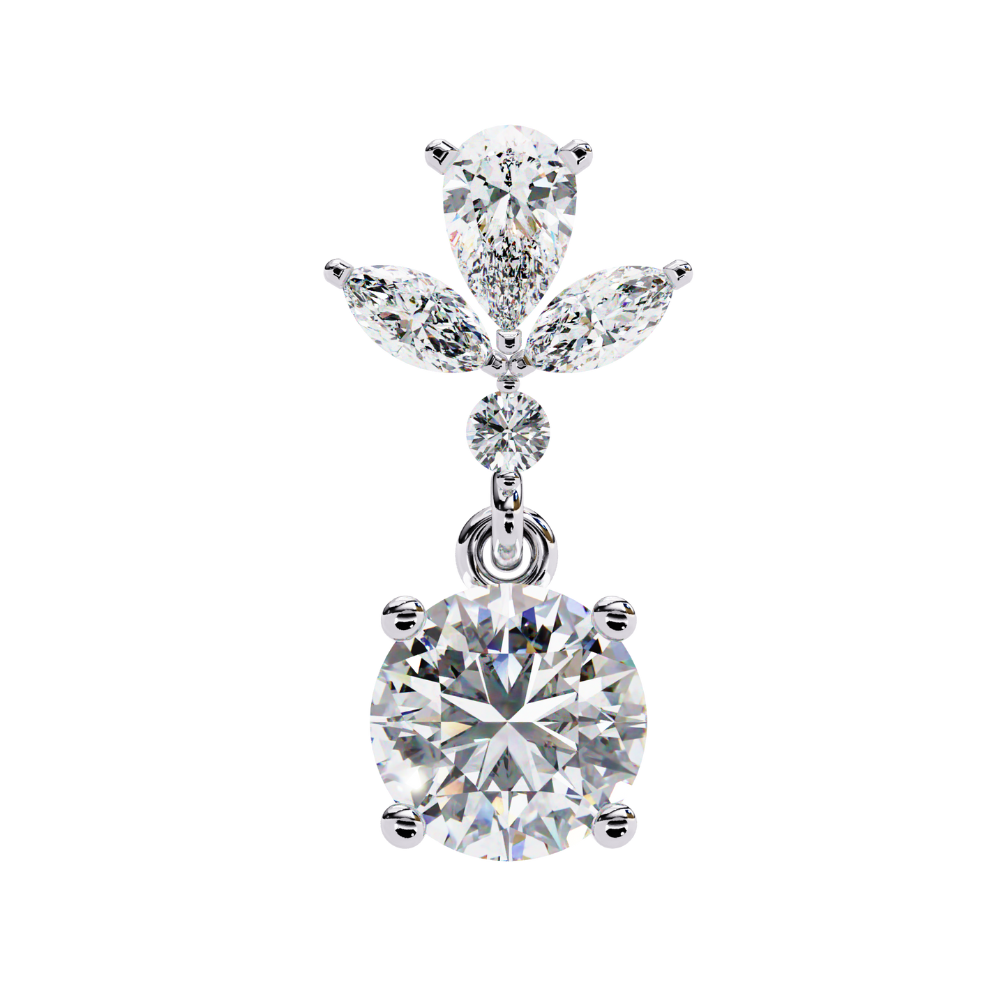 1.17Ct Round, Marquise And Pear Cut Diamond Delicate Stunning Dainty Statement Drop Bridesmaid Earring Gift For Women's