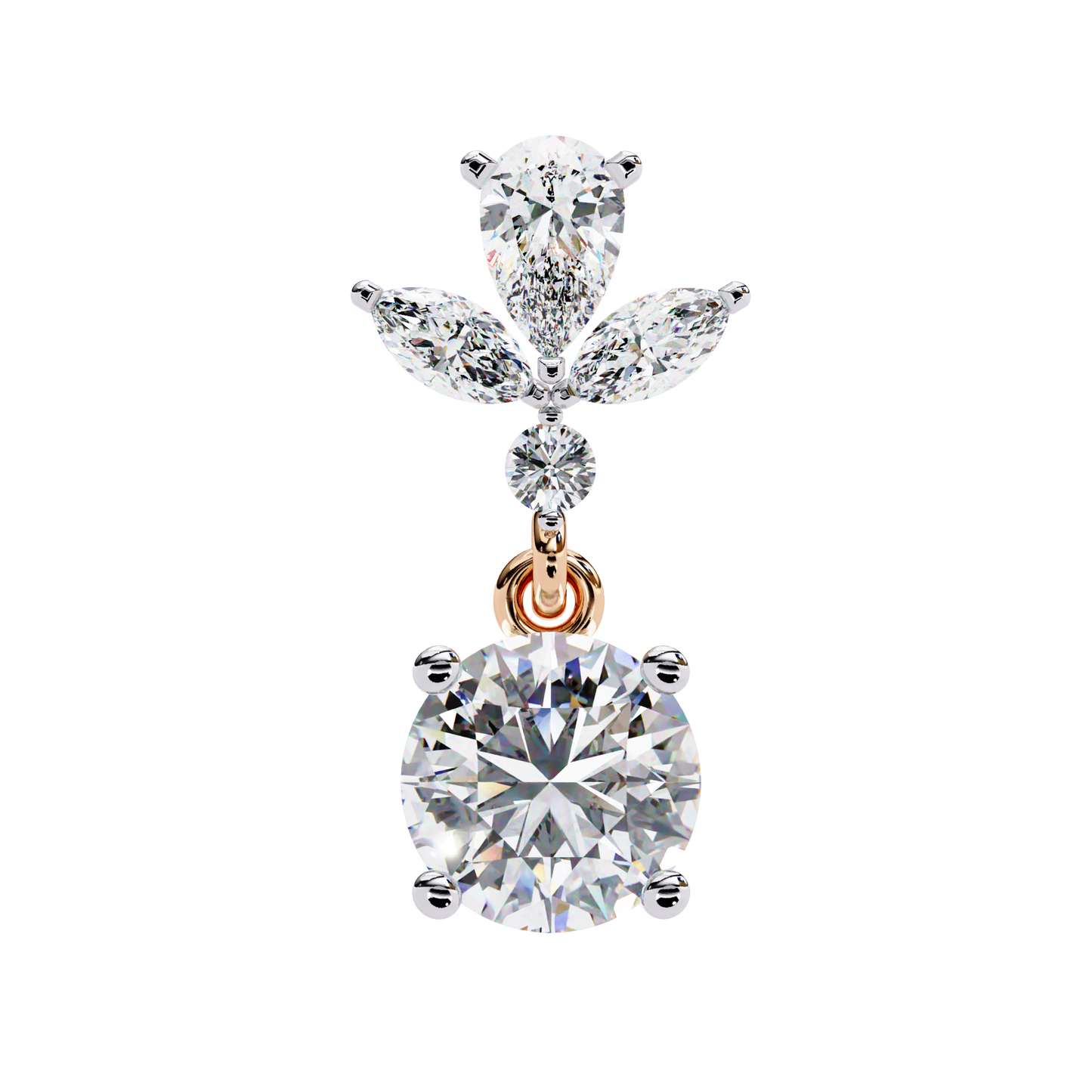 1.17Ct Round, Marquise And Pear Cut Diamond Delicate Stunning Dainty Statement Drop Bridesmaid Earring Gift For Women's
