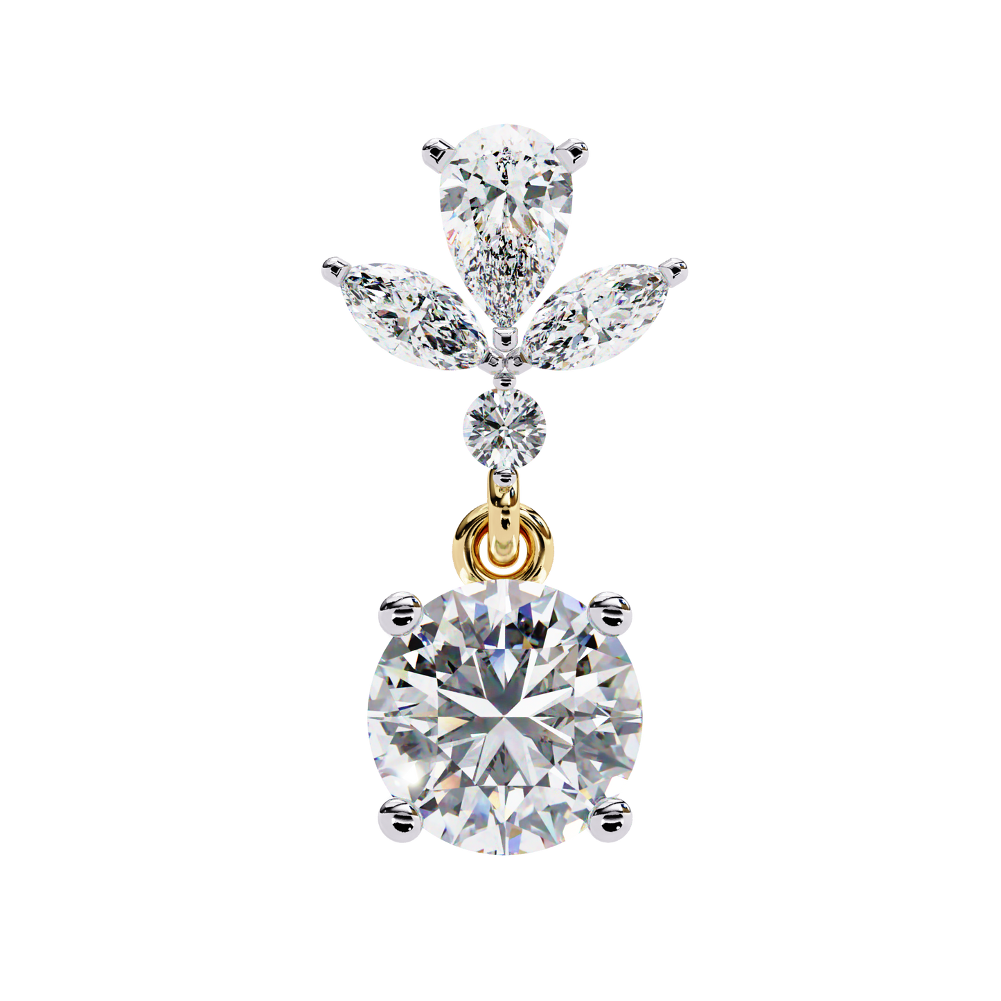 1.17Ct Round, Marquise And Pear Cut Diamond Delicate Stunning Dainty Statement Drop Bridesmaid Earring Gift For Women's
