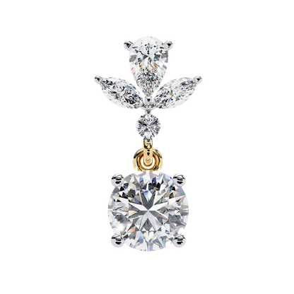 1.17Ct Round, Marquise And Pear Cut Diamond Delicate Stunning Dainty Statement Drop Bridesmaid Earring Gift For Women's