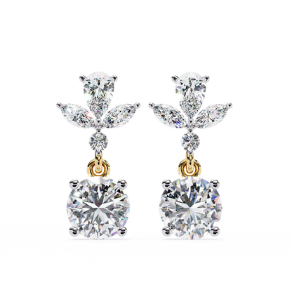 1.17Ct Round, Marquise And Pear Cut Diamond Delicate Stunning Dainty Statement Drop Bridesmaid Earring Gift For Women's