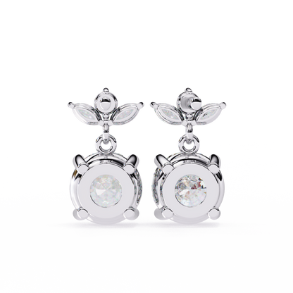 2.02Ct Marquise And Round Cut Lab Grown Diamond Classic Timeless Vintage Drop Earring, Annivrasry Gift For Her