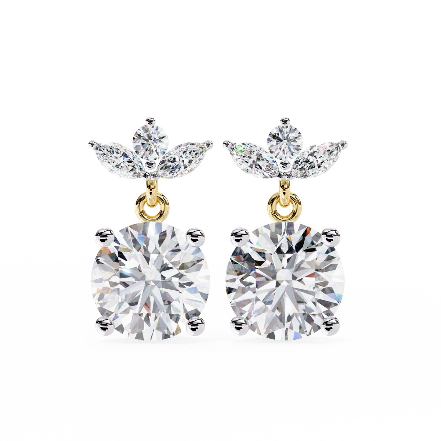 2.02Ct Marquise And Round Cut Lab Grown Diamond Classic Timeless Vintage Drop Earring, Annivrasry Gift For Her