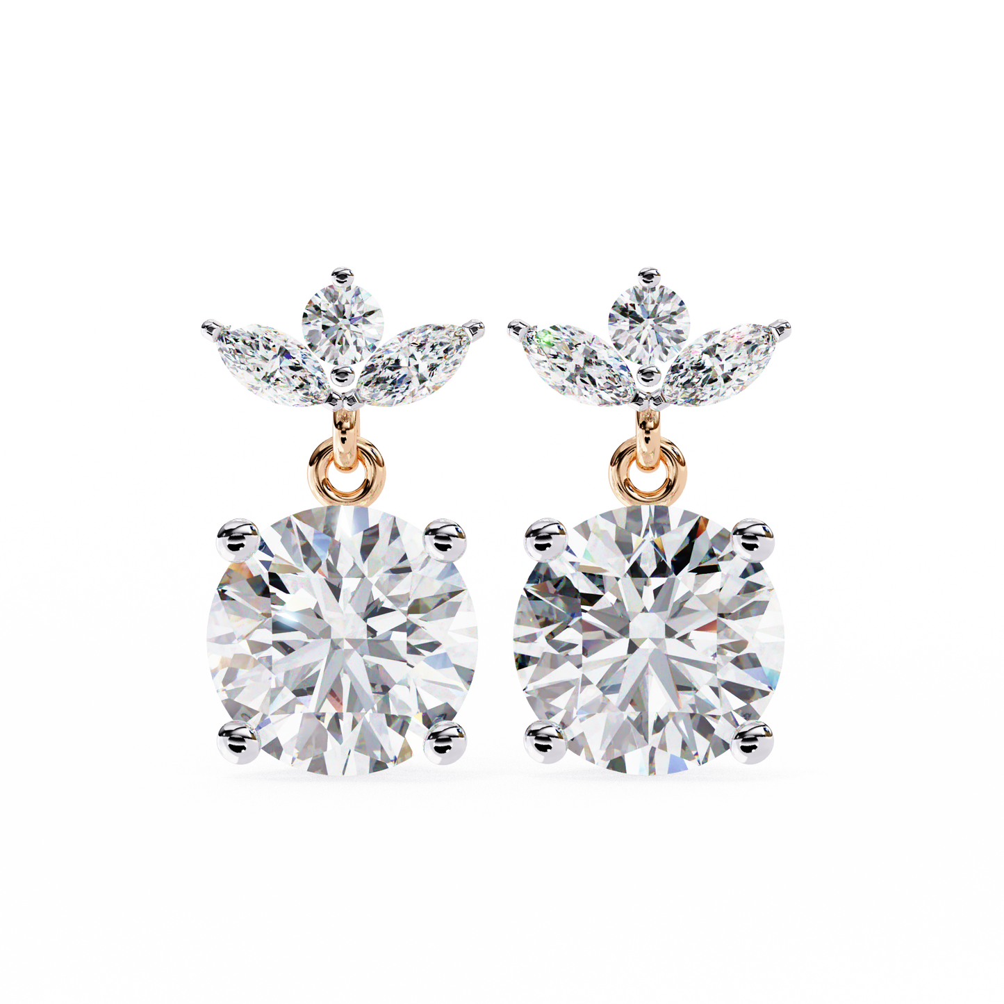 2.02Ct Marquise And Round Cut Lab Grown Diamond Classic Timeless Vintage Drop Earring, Annivrasry Gift For Her