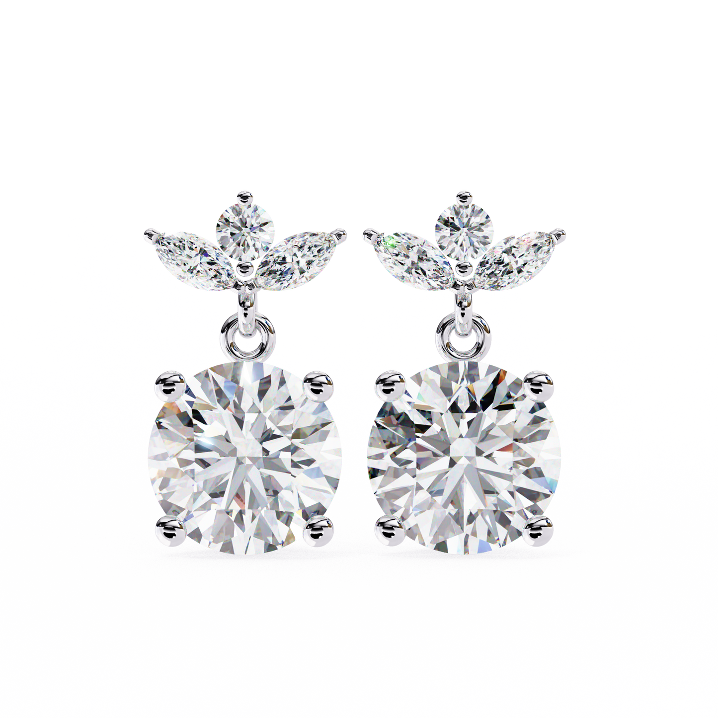 2.02Ct Marquise And Round Cut Lab Grown Diamond Classic Timeless Vintage Drop Earring, Annivrasry Gift For Her
