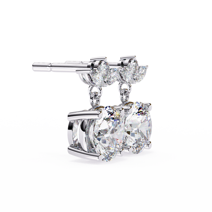 2.02Ct Marquise And Round Cut Lab Grown Diamond Classic Timeless Vintage Drop Earring, Annivrasry Gift For Her