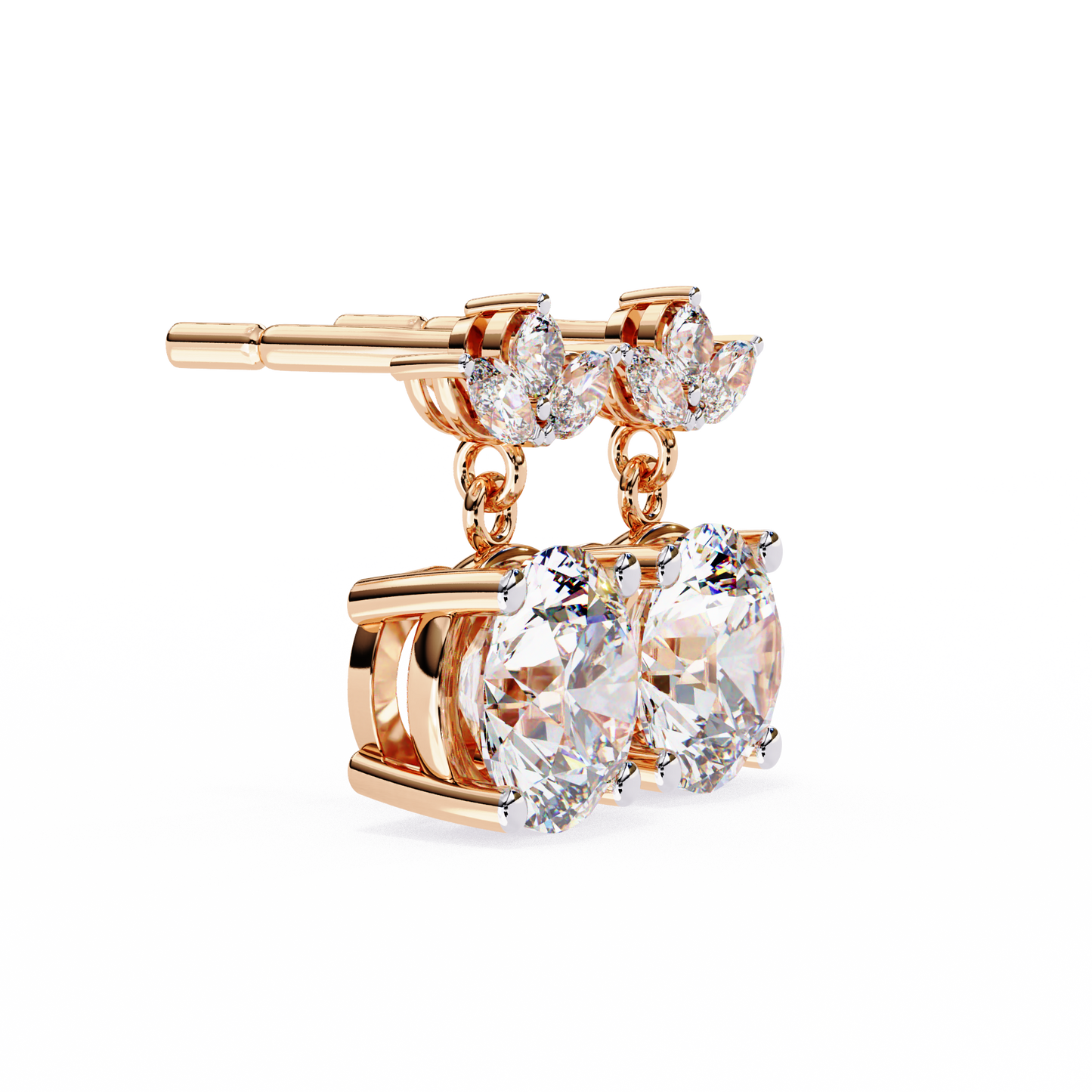 2.02Ct Marquise And Round Cut Lab Grown Diamond Classic Timeless Vintage Drop Earring, Annivrasry Gift For Her