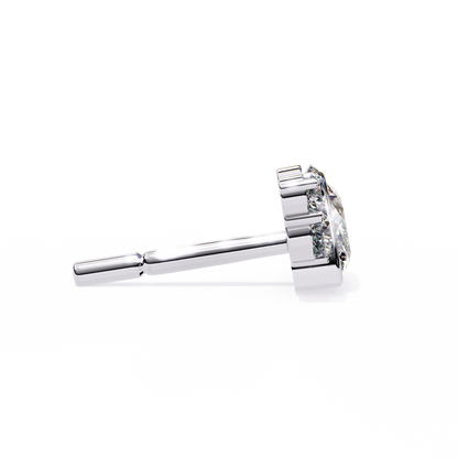 Round And Marquise Cut Top Grade Daimond Unique Bezel Set Elegance Timeless Vintage Dainty Stud Earring