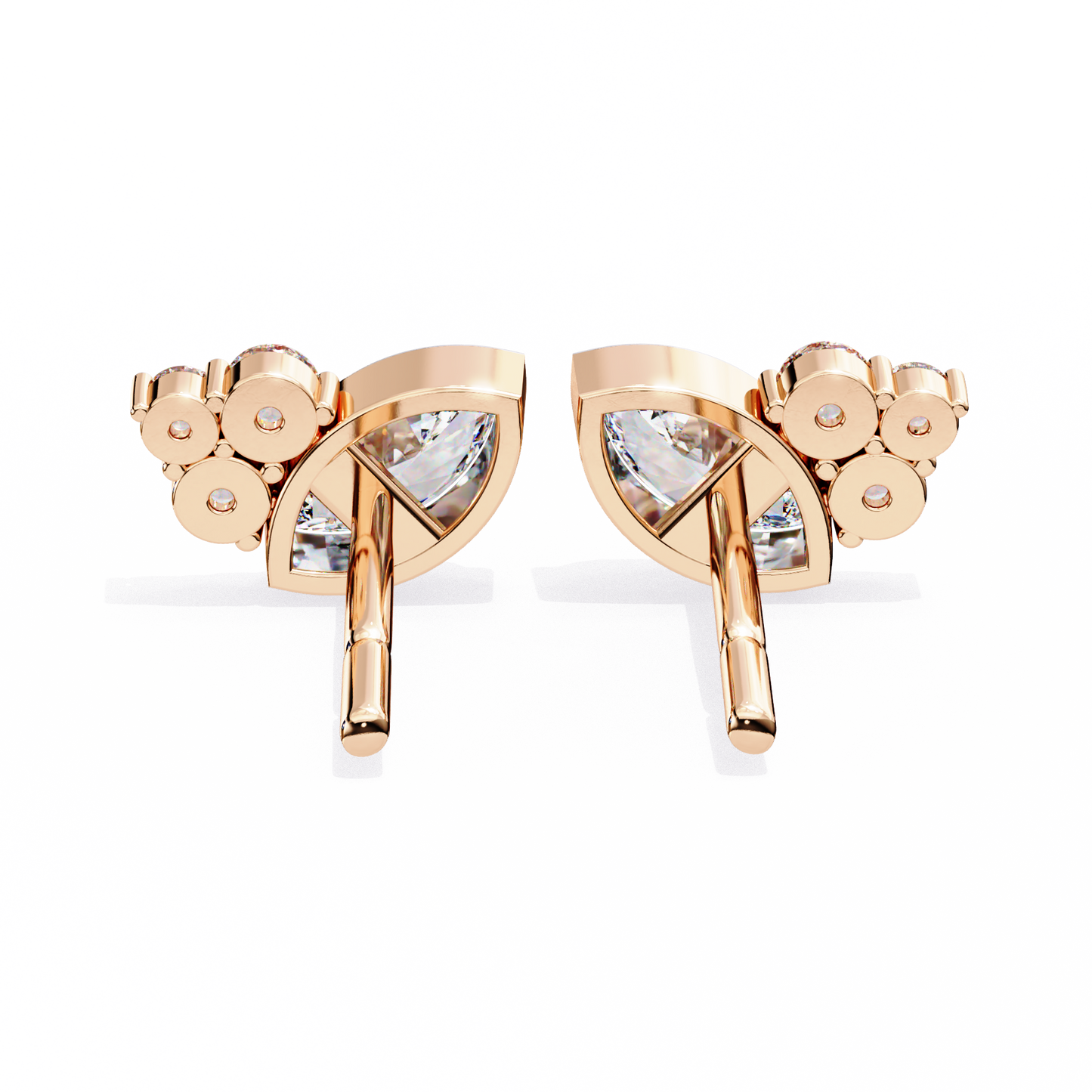 Round And Marquise Cut Top Grade Daimond Unique Bezel Set Elegance Timeless Vintage Dainty Stud Earring