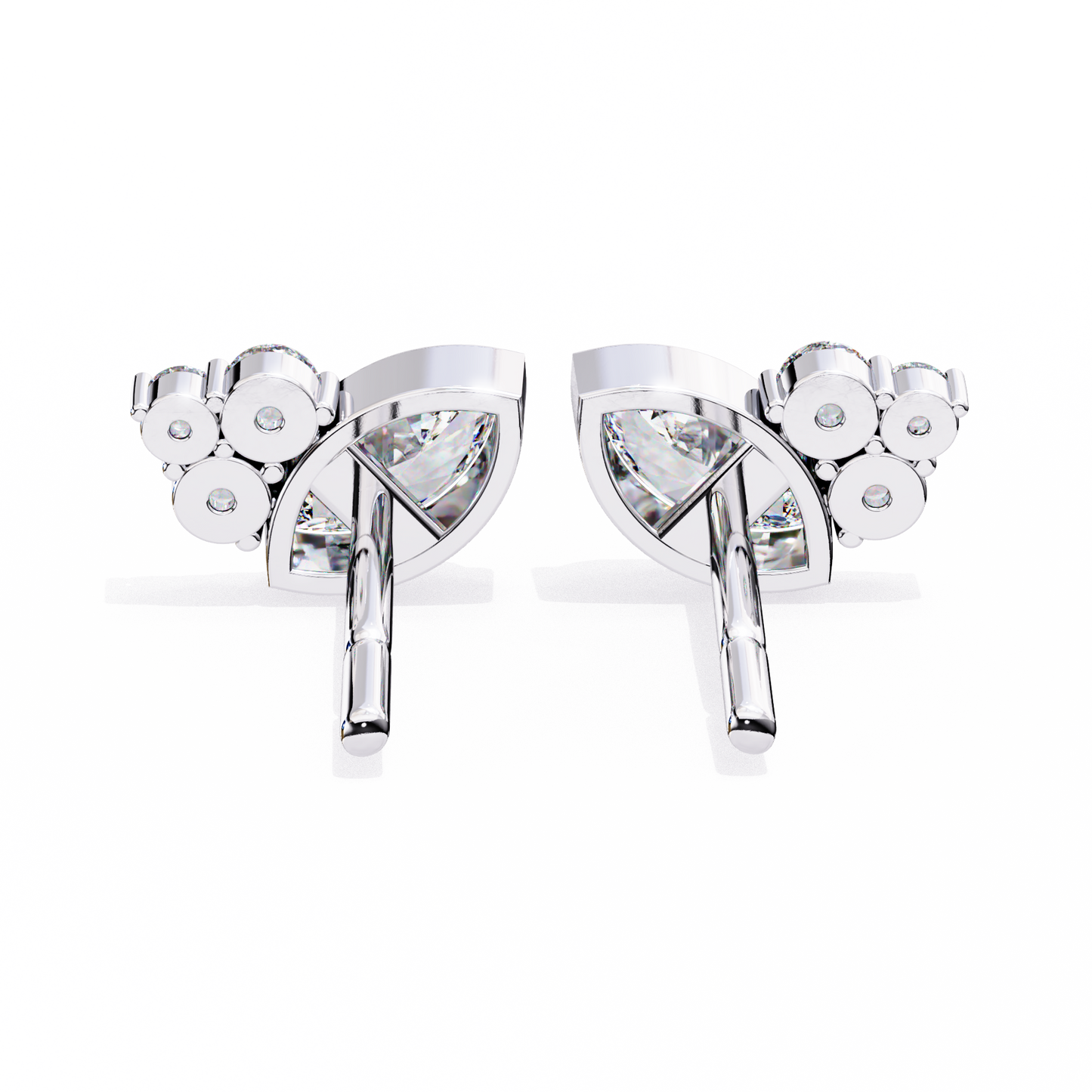 Round And Marquise Cut Top Grade Daimond Unique Bezel Set Elegance Timeless Vintage Dainty Stud Earring