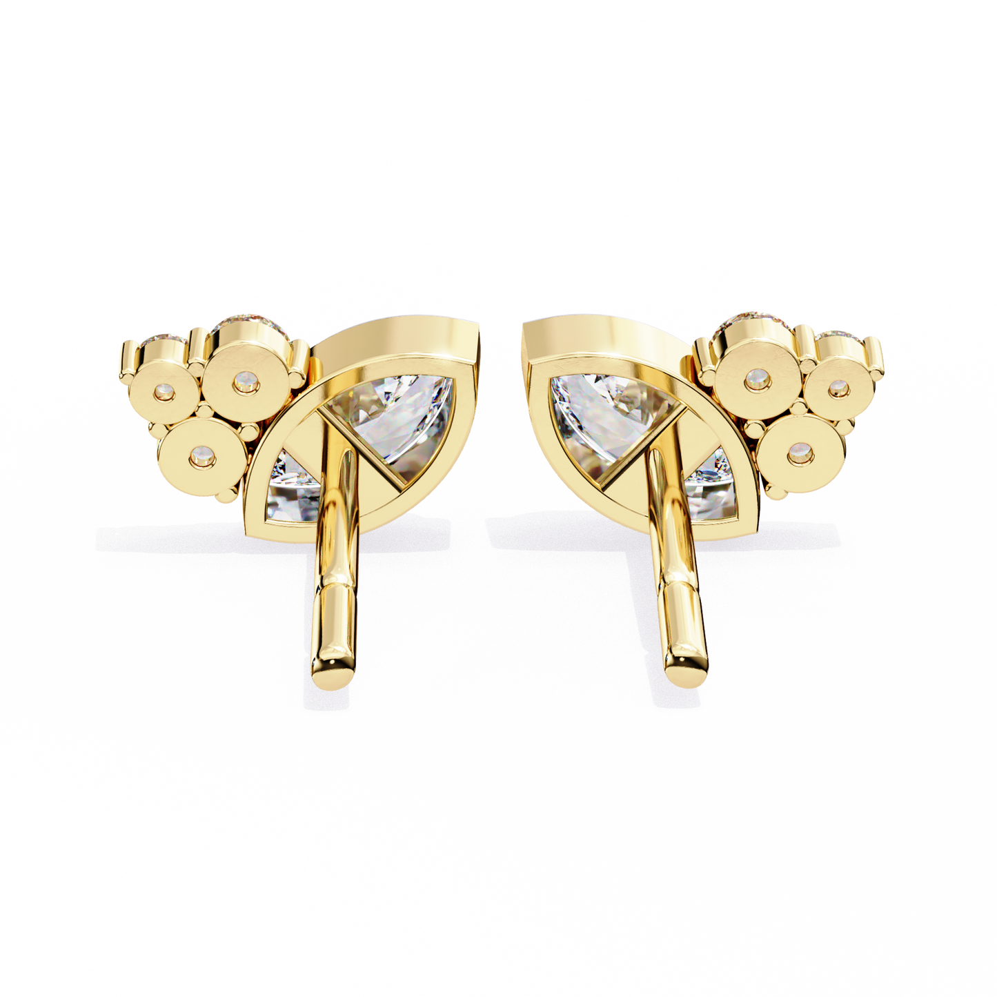 Round And Marquise Cut Top Grade Daimond Unique Bezel Set Elegance Timeless Vintage Dainty Stud Earring