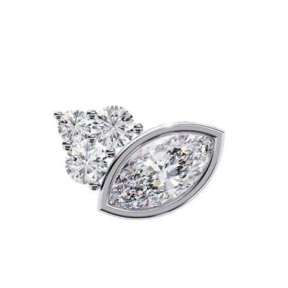 Round And Marquise Cut Top Grade Daimond Unique Bezel Set Elegance Timeless Vintage Dainty Stud Earring