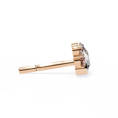 Round And Marquise Cut Top Grade Daimond Unique Bezel Set Elegance Timeless Vintage Dainty Stud Earring