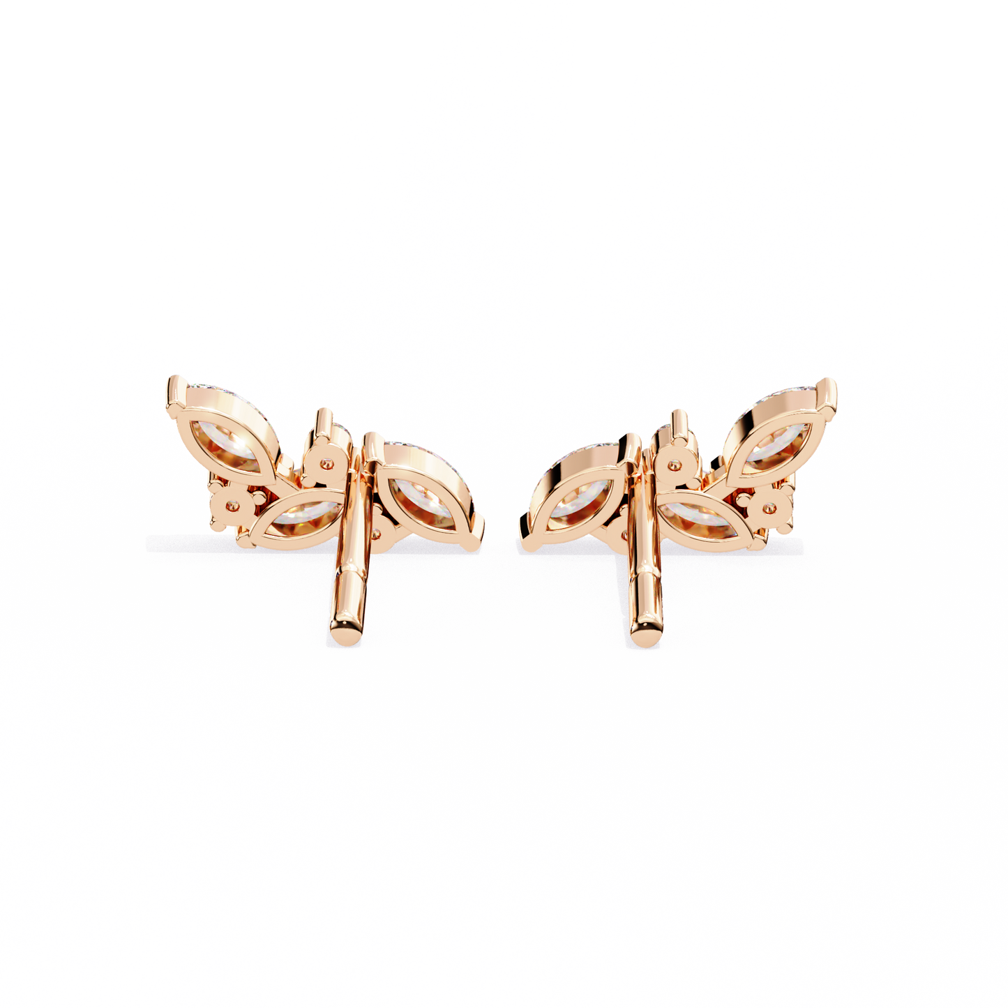 Marquise And Round Cut Top Grade Diamond Unique Prong Set Art Deco Antique Engagement Stud Earring For Her