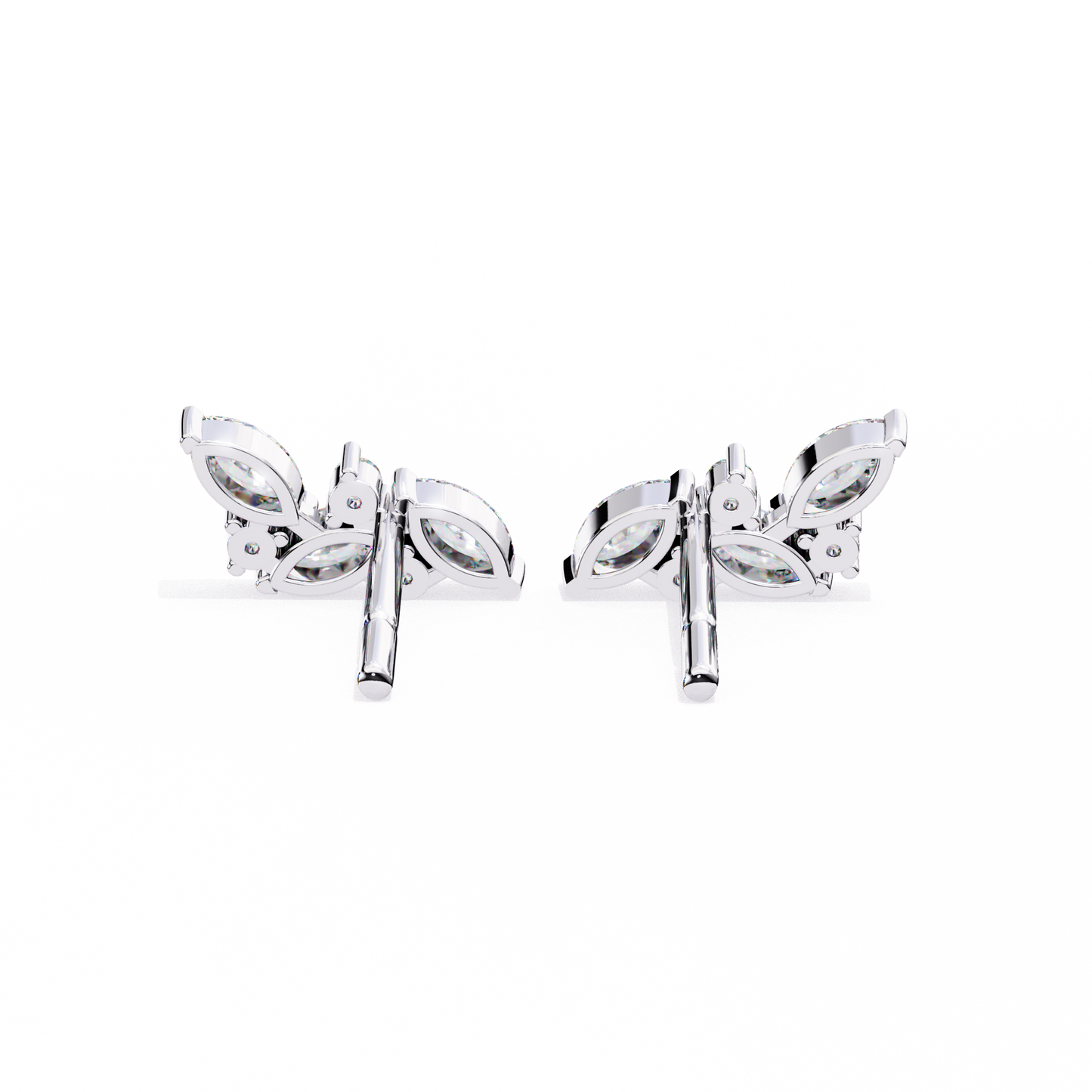 Marquise And Round Cut Top Grade Diamond Unique Prong Set Art Deco Antique Engagement Stud Earring For Her