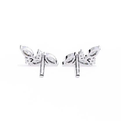 Marquise And Round Cut Top Grade Diamond Unique Prong Set Art Deco Antique Engagement Stud Earring For Her